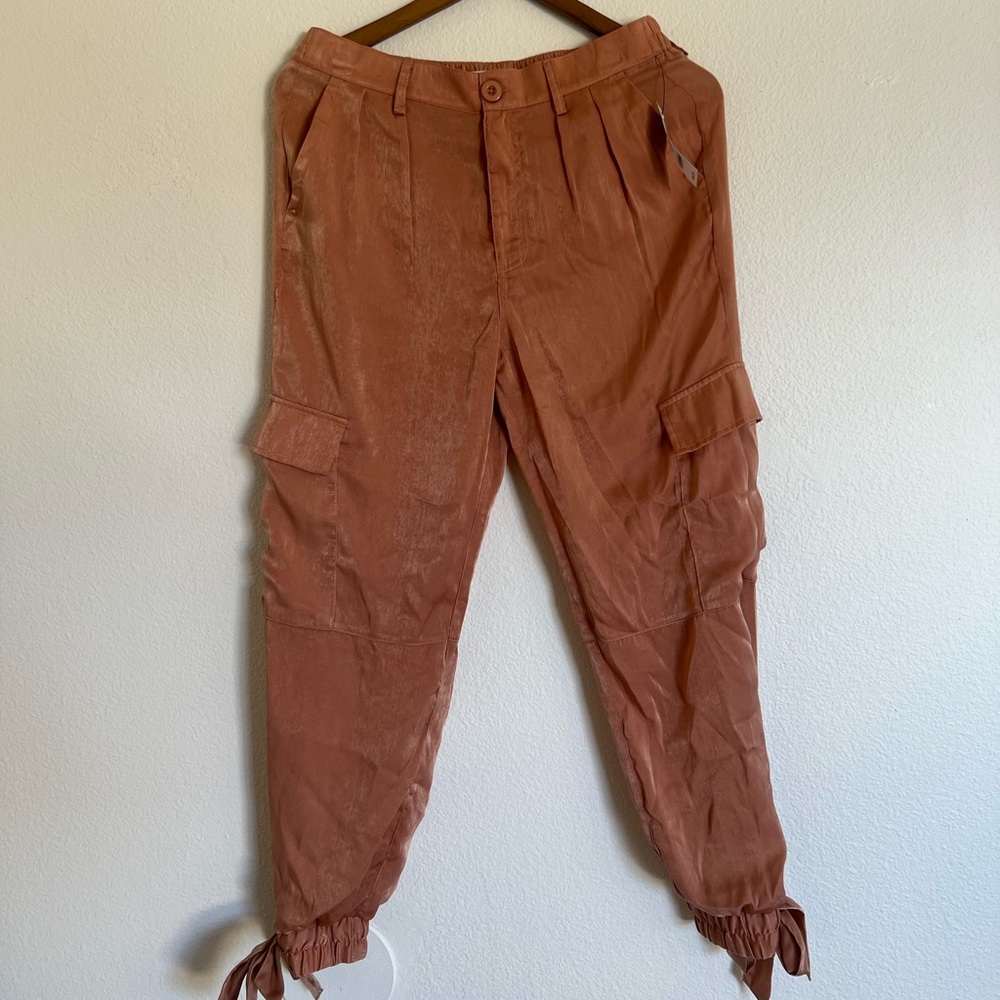 Women’s satin cargo pants.